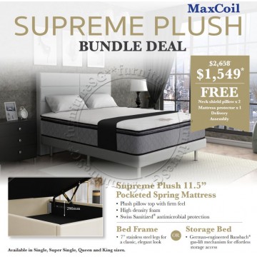 Maxcoil Supreme Plush Mattress & Bed Bundle